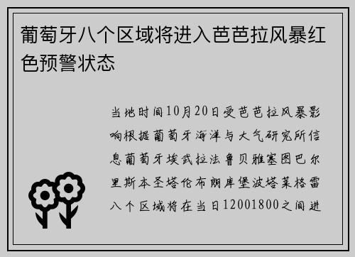葡萄牙八个区域将进入芭芭拉风暴红色预警状态